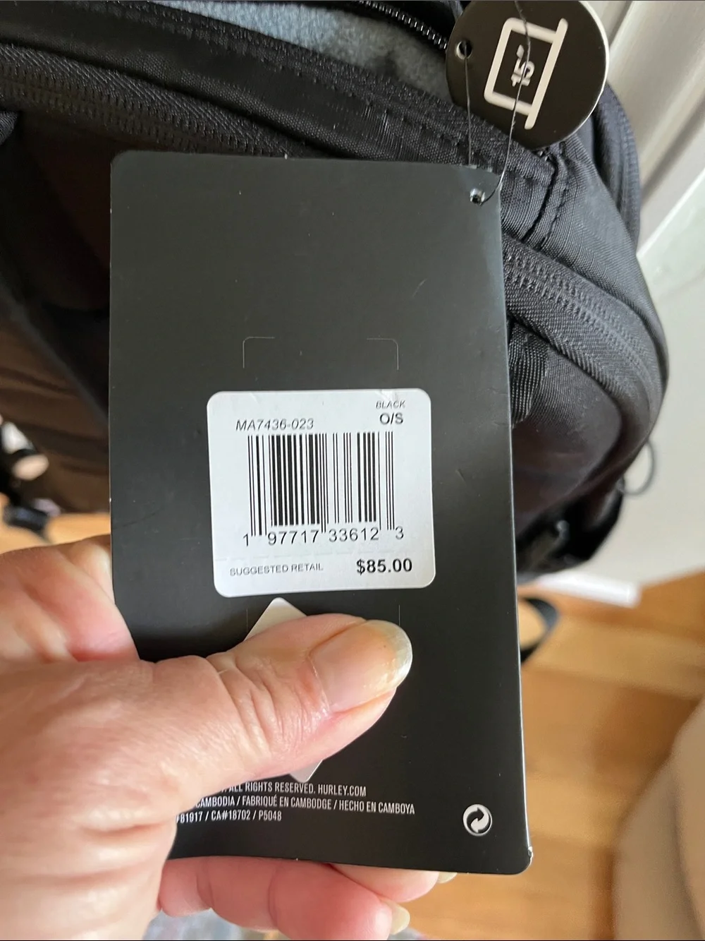 Hurley Black Terrain Backpack with Bungee Front